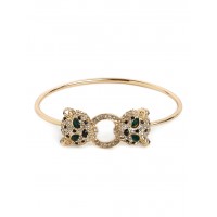 Paved Jaguar Duo Gold Tone Bracelet